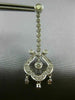ANTIQUE 1.96CT DIAMOND 14K WHITE GOLD FILIGREE CHANDELIER HANGING EARRINGS #1680