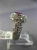 ESTATE WIDE 2.35CT DIAMOND & RUBY 14KT WHITE GOLD 3D BEZEL HALO ENGAGEMENT RING