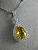 ESTATE 4.48CT DIAMOND & AAA YELLOW SAPPHIRE 14K WHITE GOLD PEAR SHAPE NECKLACE