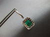 LARGE 7CT DIAMOND & AAA EMERALD 18KT WHITE GOLD 3D OCTAGON HALO HANGING EARRINGS