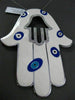 ESTATE MASSIVE 1.0CT DIAMOND 14KT WHITE GOLD ENAMEL CHAMSA EVIL EYE PENDANT