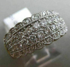 ESTATE LARGE 1.0CT DIAMOND 14KT YELLOW GOLD MULTI ROW FILIGREE ANNIVERSARY RING