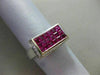 ESTATE WIDE 2.22CT DIAMOND & AAA RUBY 18KT WHITE GOLD CURVED RECTANGLE FUN RING