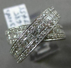 ESTATE LARGE 2.30CT ROUND & PRINCESS DIAMOND 14KT WHITE GOLD X LOVE DOUBLE RING