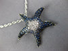 ESTATE LARGE 1.50CT DIAMOND & AAA SAPPHIRE 18KT WHITE GOLD STAR FISH FUN PENDANT