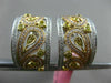 LARGE 1.26CT WHITE PINK & FANCY YELLOW DIAMOND 18KT TRI COLOR GOLD EARRINGS