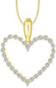 ESTATE 0.25CT DIAMOND 14KT 2 TONE GOLD 3D CLASSIC OPEN HEART LOVE PENDANT