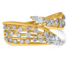 LARGE .59CT DIAMOND 14K YELLOW GOLD MULTI SHAPE MULTI ROW CRISS CROSS SNAKE RING
