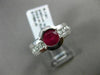 ESTATE WIDE 1.64CT DIAMOND & RUBY PLATINUM SEMI BEZEL SOLITAIRE ENGAGEMENT RING