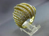 ESTATE MASSIVE 4.76CT DIAMOND 18KT YELLOW GOLD 3D MULTI ROW OPEN COCKTAIL RING