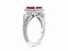 GIA CERTIFIED 2.98CT DIAMOND & AAA RUBY PLATINUM HALO FILIGREE ENGAGEMENT RING