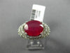 ESTATE LARGE 6.03CT DIAMOND & AAA OVAL RUBY 14KT WHITE GOLD HALO CURVED FUN RING