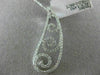ESTATE LARGE .66CT DIAMOND 18KT WHITE GOLD GRADUATING FLEUR DE LIS WAVE PENDANT