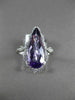 LARGE 3.50CT DIAMOND & AAA PEAR SHAPE AMETHYST 14KT WHITE GOLD 3D FILIGREE RING