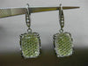 ESTATE LARGE 2.15CT DIAMOND & TOPAZ 18KT BLACK GOLD RECTANGULAR HANGING EARRINGS