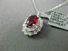 LARGE 1.62CT DIAMOND & AAA RUBY 18KT WHITE GOLD 3D OVAL DOUBLE HALO PENDANT