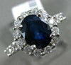 LARGE 3.15CT DIAMOND & AAA OVAL SAPPHIRE 14KT WHITE GOLD 3D HALO ENGAGEMENT RING
