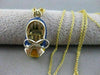 ESTATE 14KT YELLOW GOLD BLUE YELLOW ENAMEL LACED SHOE PENDANT + CHAIN #20847