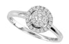 ESTATE .33CT DIAMOND 14KT WHITE GOLD 3D CIRCULAR HALO ROUND CLUSTER LOVE RING