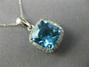 ESTATE LARGE 5.22CT DIAMOND & AAA BLUE TOPAZ 14KT WHITE GOLD HALO SQUARE PENDANT
