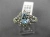 ESTATE 1.49CT DIAMOND & AQUAMARINE 14K WHITE GOLD 3D HALO FLOWER ENGAGEMENT RING