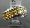 ESTATE 2.72CT DIAMOND YELLOW SAPPHIRE 14K WHITE GOLD GRADUATING CRISS CROSS RING