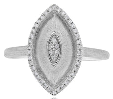 ESTATE .20CT DIAMOND 14KT WHITE GOLD 3D MATTE & SHINY DOUBLE LEAF FUN RING