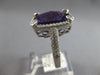 LARGE 6.34CT DIAMOND & AAA AMETHYST 14KT WHITE GOLD 3D CUSHION & ROUND HALO RING