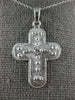 .07CT DIAMOND 14KT WHITE GOLD 3D SOLITAIRE MATTE AND SHINY CROSS PENDANT #27013
