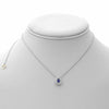 ESTATE .65CT DIAMOND & AAA SAPPHIRE 18KT WHITE GOLD 3D TEAR DROP HALO NECKLACE