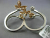 ESTATE EXTRA LARGE 1.2CT DIAMOND 14K WHITE & ROSE GOLD FLOWER DOUBLE FINGER RING