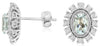 .94CT DIAMOND & AAA AQUAMARINE 14KT WHITE GOLD OVAL & ROUND FLOWER STUD EARRINGS