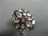 ESTATE 5.25T AAA PINK SAPPHIRE RUBY & WHITE QUARTZ 14KT WHITE GOLD 3D CROWN RING