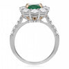 WIDE 3.51CT DIAMOND & AAA EMERALD 18KT 2 TONE GOLD OVAL FLOWER ENGAGEMENT RING