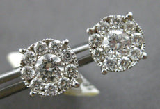 EXTRA LARGE 1.27CT DIAMOND 18KT WHITE GOLD 3D ROUND SOLITAIRE HALO STUD EARRINGS