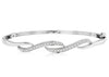 ESTATE .48CT DIAMOND 14KT WHITE GOLD 3D DOUBLE WAVE CRISS CROSS BANGLE BRACELET