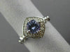 ESTATE 1.08CT DIAMOND & TANZANITE 14KT WHITE GOLD 3D SQUARE HALO ENGAGEMENT RING