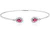 1.11CT DIAMOND & AAA RUBY 14KT WHITE GOLD TEAR DROP FLEXIBLE FUN BANGLE BRACELET