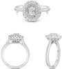 .70CT DIAMOND 18KT WHITE GOLD 3D OVAL & ROUND DOUBLE HALO FLORAL ENGAGEMENT RING