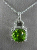 ESTATE 2.15CT DIAMOND & PERIDOT 14K WHITE GOLD SQUARE LOVE KNOT FLOATING PENDANT
