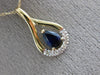 ESTATE .61CT DIAMOND & AAA SAPPHIRE 14K YELLOW GOLD 3D CLASSIC TEAR DROP PENDANT