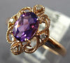WIDE .74CT DIAMOND & AAA AMETHYST 14KT ROSE GOLD OVAL FILIGREE FLOWER FUN RING