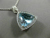 ESTATE LARGE 6.09CT DIAMOND & AQUAMARINE 14K WHITE GOLD 3D TRILLION HALO PENDANT