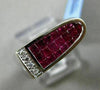 ESTATE 1.94CT DIAMOND & PRINCESS CUT AAA RUBY 18KT WHITE GOLD 3D MENS RING