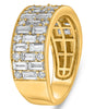 WIDE 1.95CT DIAMOND 14K YELLOW GOLD 3D ROUND & BAGUETTE WEDDING ANNIVERSARY RING