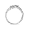 ESTATE WIDE .63CT DIAMOND 14KT WHITE GOLD MULTI ROW CRISS CROSS LEAF LOVE RING