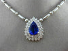 ESTATE LARGE 4.94CT DIAMOND & TANZANITE 18K WHITE GOLD DROP DOUBLE HALO NECKLACE