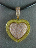 LARGE .80CT WHITE & FANCY YELLOW DIAMOND 18K WHITE & ROSE GOLD 3D HEART PENDANT