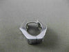ESTATE 14KT WHITE GOLD 3D 3 ROW CUBIC ZIRCONIA HEXAGON HUGGIE EARRINGS #24347