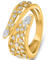 LARGE .59CT DIAMOND 14K YELLOW GOLD MULTI SHAPE MULTI ROW CRISS CROSS SNAKE RING